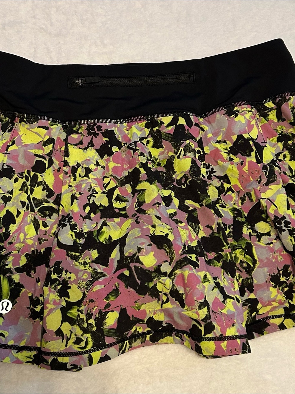 Lululemon Athletica Black Waistband Floral Skort Pink & Yellow - Picture 5 of 9